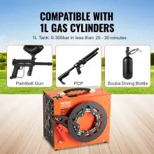 VEVOR PCP Air Compressor, 4500PSI/30Mpa Portable PCP Compressor with Built-in Power Converter, Auto-Stop | DC12V/AC120V | Oil & Water-Free Compressor Pump