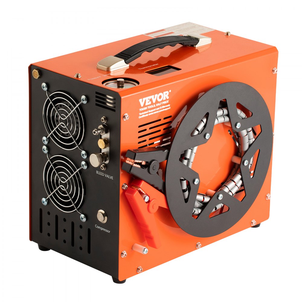 VEVOR PCP Air Compressor, 4500PSI/30Mpa Portable PCP Airgun Compressor with Built-in Power Converter, Auto-Stop | DC12V/AC230V | Oil & Water-Free Air Rifle, Paintball and Scuba Tank Compressor Pump