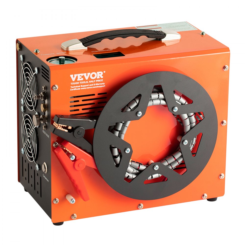 VEVOR PCP Air Compressor, 4500PSI/30Mpa Portable PCP Airgun Compressor with Built-in Power Converter, Auto-Stop | DC12V/AC230V | Oil & Water-Free Air Rifle, Paintball and Scuba Tank Compressor Pump