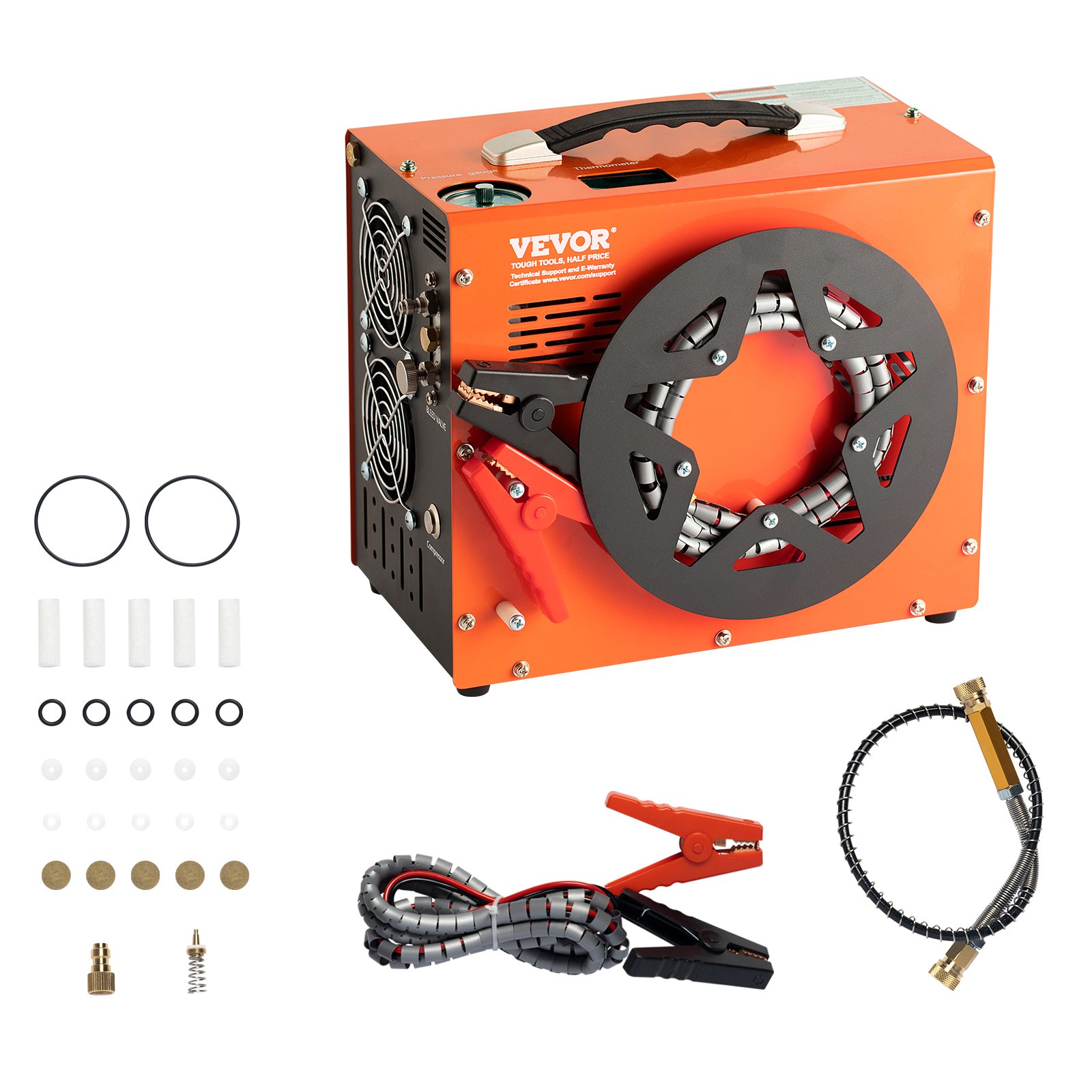 VEVOR PCP-ilmakompressori, 4500PSI/30Mpa Kannettava PCP-kompressori sisäänrakennetulla tehonmuuntimella, automaattinen pysäytys | DC12V/AC230V | Öljytön ja vedetön kompressoripumppu