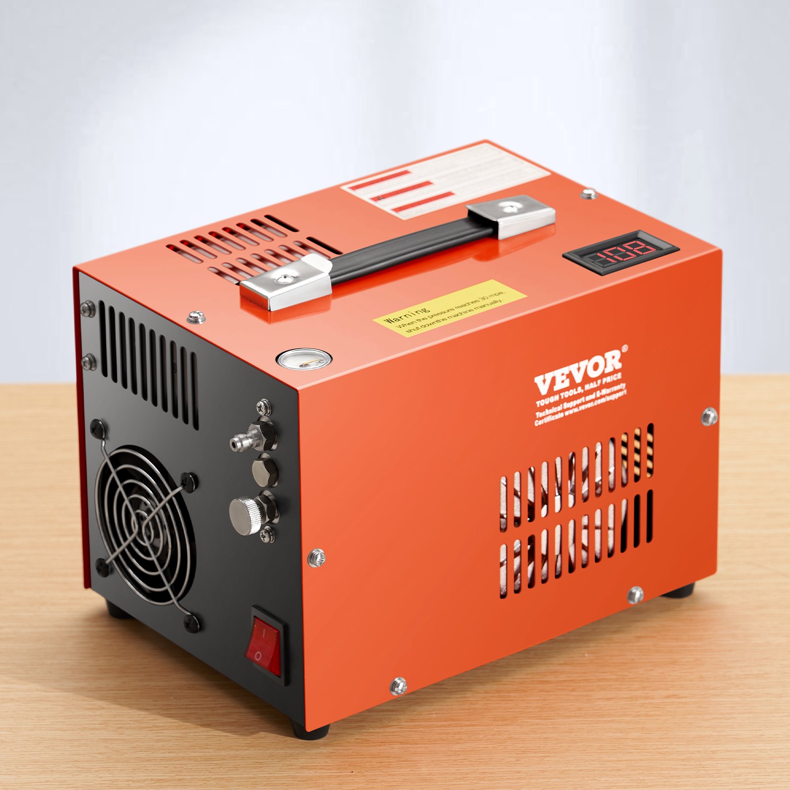 VEVOR PCP Air Compressor, 4500PSI/30Mpa Portable PCP Airgun Compressor with Built-in Converter & Fan Cooling System, DC12V/AC230V Manual-Stop Air Rifle, Paintball and Scuba Tank Compressor Pump