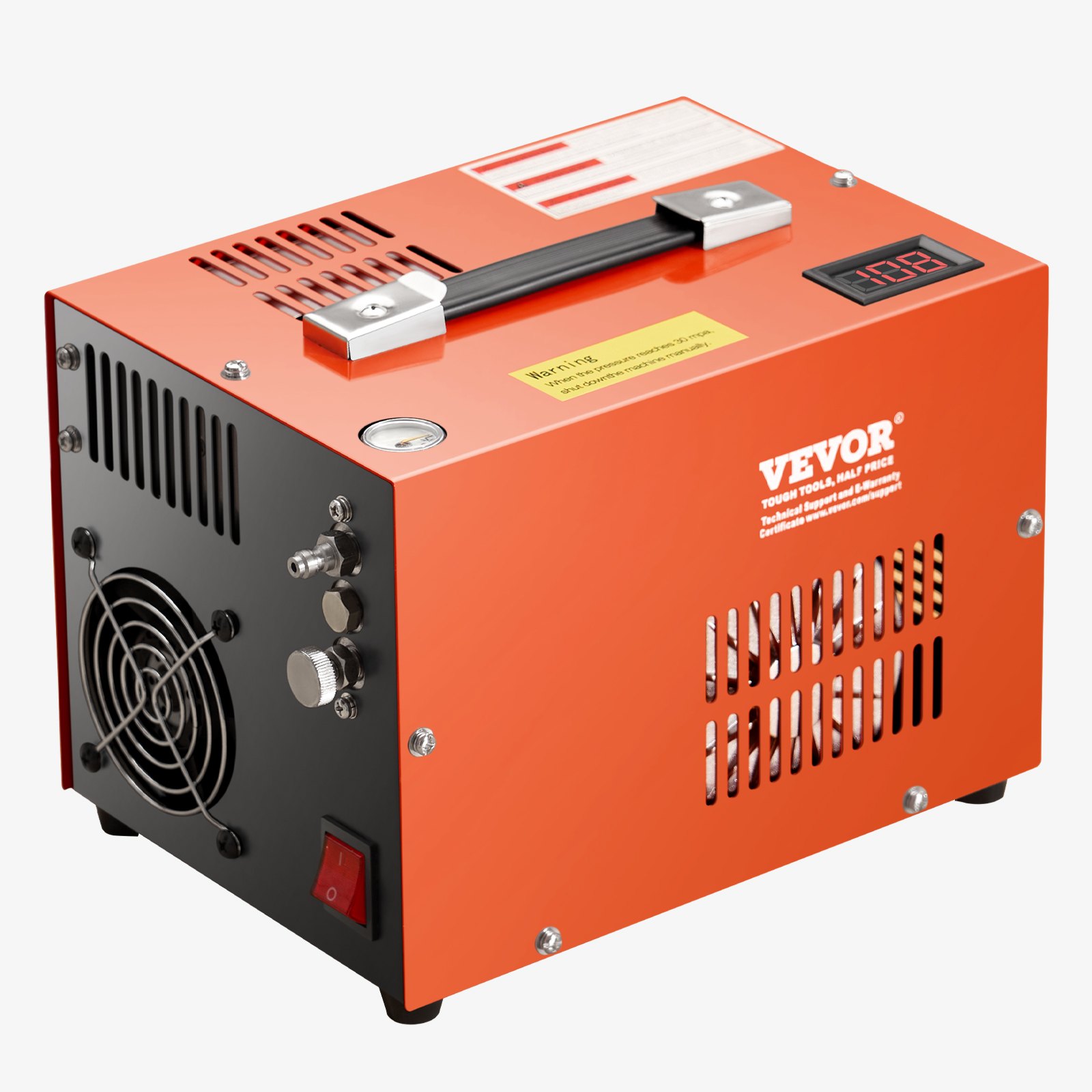 VEVOR PCP Air Compressor, 4500PSI/30Mpa Portable PCP Airgun Compressor with Built-in Converter & Fan Cooling System, DC12V/AC230V Manual-Stop Air Rifle, Paintball and Scuba Tank Compressor Pump