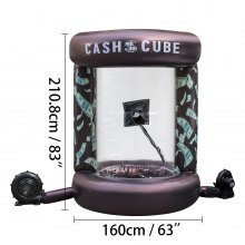 VEVOR Inflatable Cash Cube with Two Blowers Inflatable Cash Cube Booth Black Cash Cube Money Machine Quick Inflated Cash Cube Water-Proof Money Booth Machine Money Grab Catch for Promotion Events