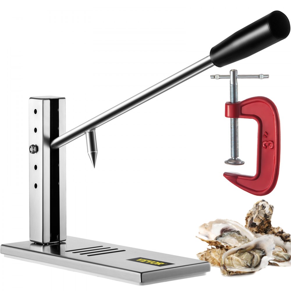 VEVOR Stainless Steel Oyster Shucker Tool Set Clam Opener Machine with G-Clip for Easy Operation QQJJXBDDWCAI2FOOXV0