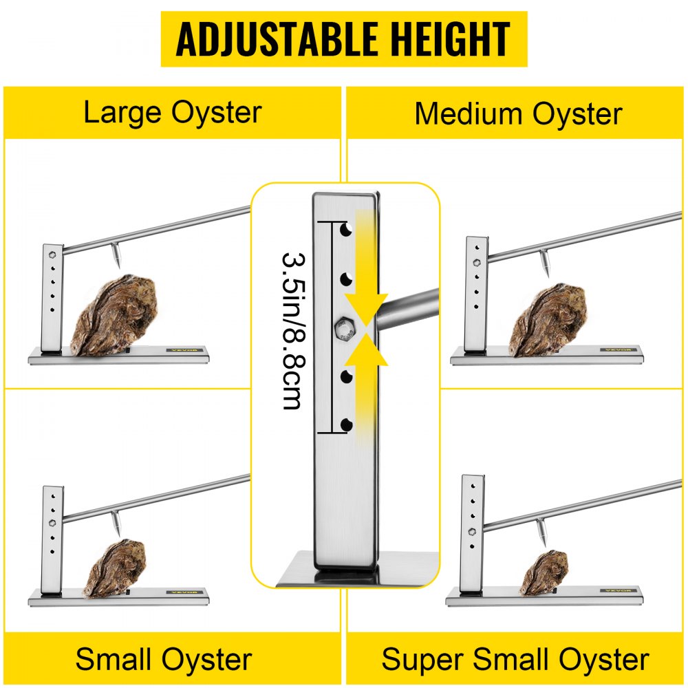 VEVOR Stainless Steel Oyster Shucker Tool Set, Clam Opener Machine with G-Clip for Easy Operation, Solid Option for Hotel Buffets or Gift