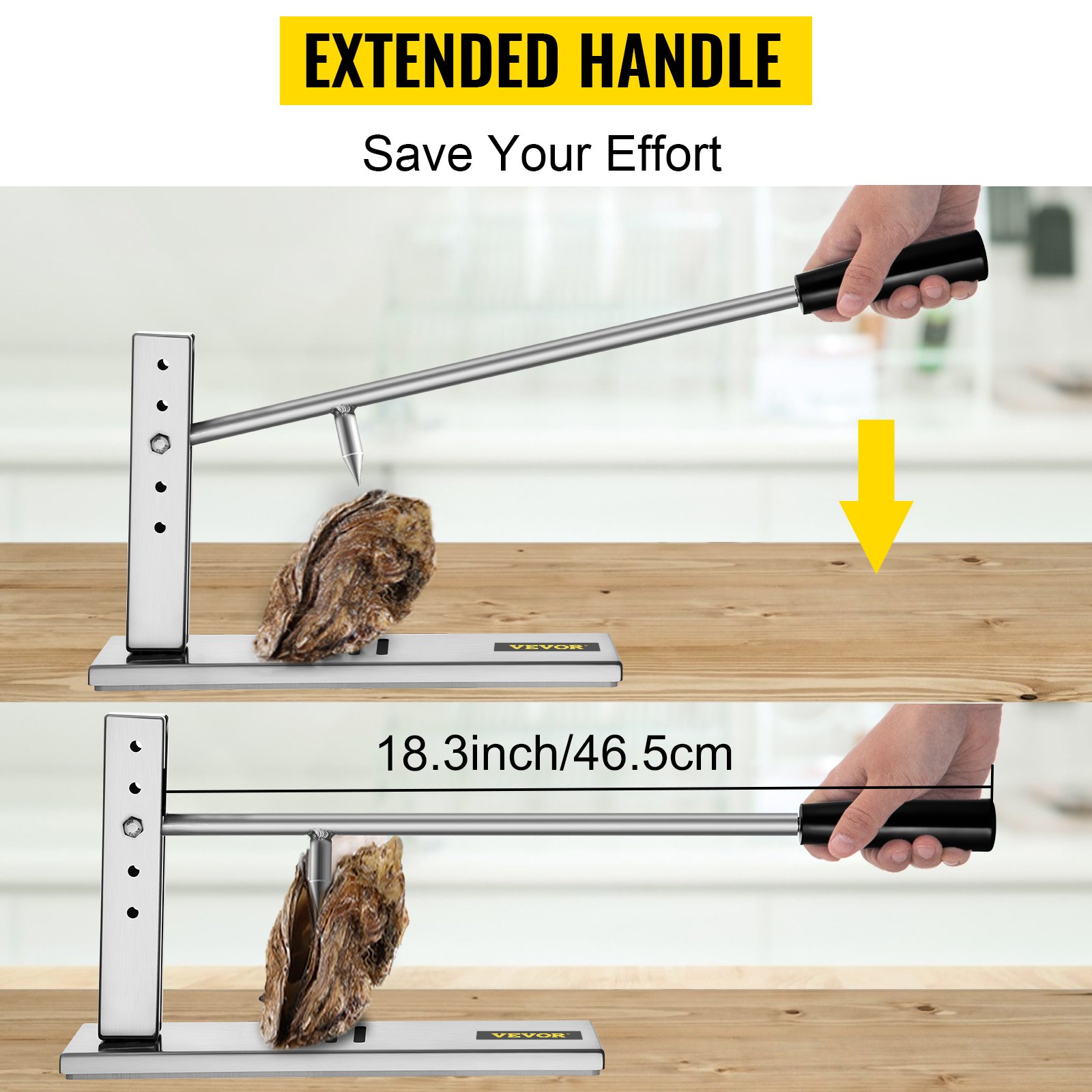 VEVOR Stainless Steel Oyster Shucker Tool Set, Clam Opener Machine with G-Clip for Easy Operation, Solid Option for Hotel Buffets or Gift