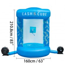 VEVOR Inflatable Cash Cube with Two Blowers Inflatable Cash Cube Booth Blue Cash Cube Money Machine Quick Inflated Cash Cube Water-Proof Money Booth Machine Money Grab Catch for Promotion Events