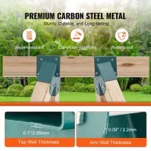 VEVOR A-Frame Middle Swing Set Brackets, Heavy Duty Carbon Steel Swing Set Hardware with Mounting Hardware, DIY Swing Set Bracket Swing Set Kit for 101.6x101.6mm Legs & 101.6x152.4mm Beam, Green 2Pcs