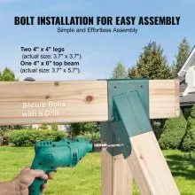 VEVOR A-Frame Middle Swing Set Brackets, Heavy Duty Carbon Steel Swing Set Hardware with Mounting Hardware, DIY Swing Set Bracket Swing Set Kit for 101.6x101.6mm Legs & 101.6x152.4mm Beam, Green 2Pcs