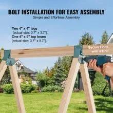 VEVOR A-Frame Middle Swing Set Brackets, Heavy Duty Carbon Steel Swing Set Hardware with Mounting Hardware, DIY Swing Set Bracket Swing Set Kit for 101.6x101.6mm Legs & 101.6x152.4mm Beam, Green 3Pcs