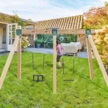 VEVOR A-Frame Middle Swing Set Brackets, Heavy Duty Carbon Steel Swing Set Hardware with Mounting Hardware, DIY Swing Set Bracket Swing Set Kit for 101.6x101.6mm Legs & 101.6x152.4mm Beam, Green 3Pcs