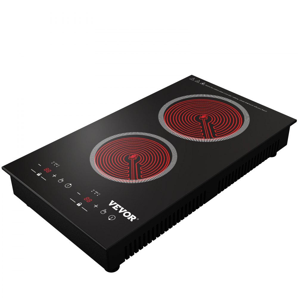 VEVOR Built-in Electric Cooktop Radiant Ceramic Cooktop 11in 2 Burners 220V