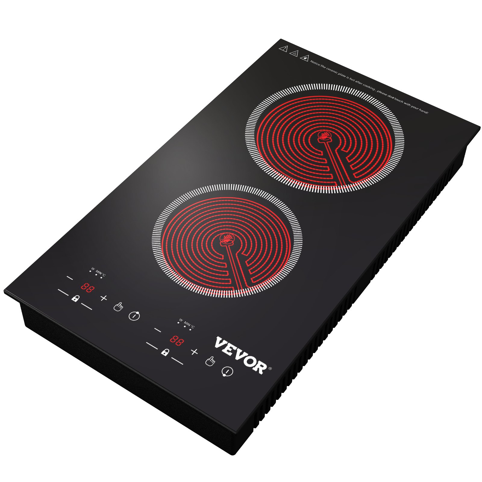 VEVOR Built-in Electric Cooktop Radiant Ceramic Cooktop 11in 2 Burners 220V