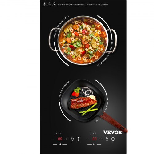 VEVOR Electric Induction Cooktop Built-in Stove Top 11in 2 Burners 220V