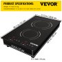 VEVOR Electric Induction Cooktop Built-in Stove Top 11in 2 Burners 220V