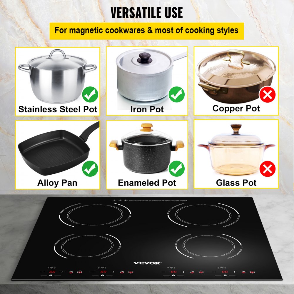 VEVOR Electric Induction Cooktop Built-in Stove Top 23in 4 Burners 220V