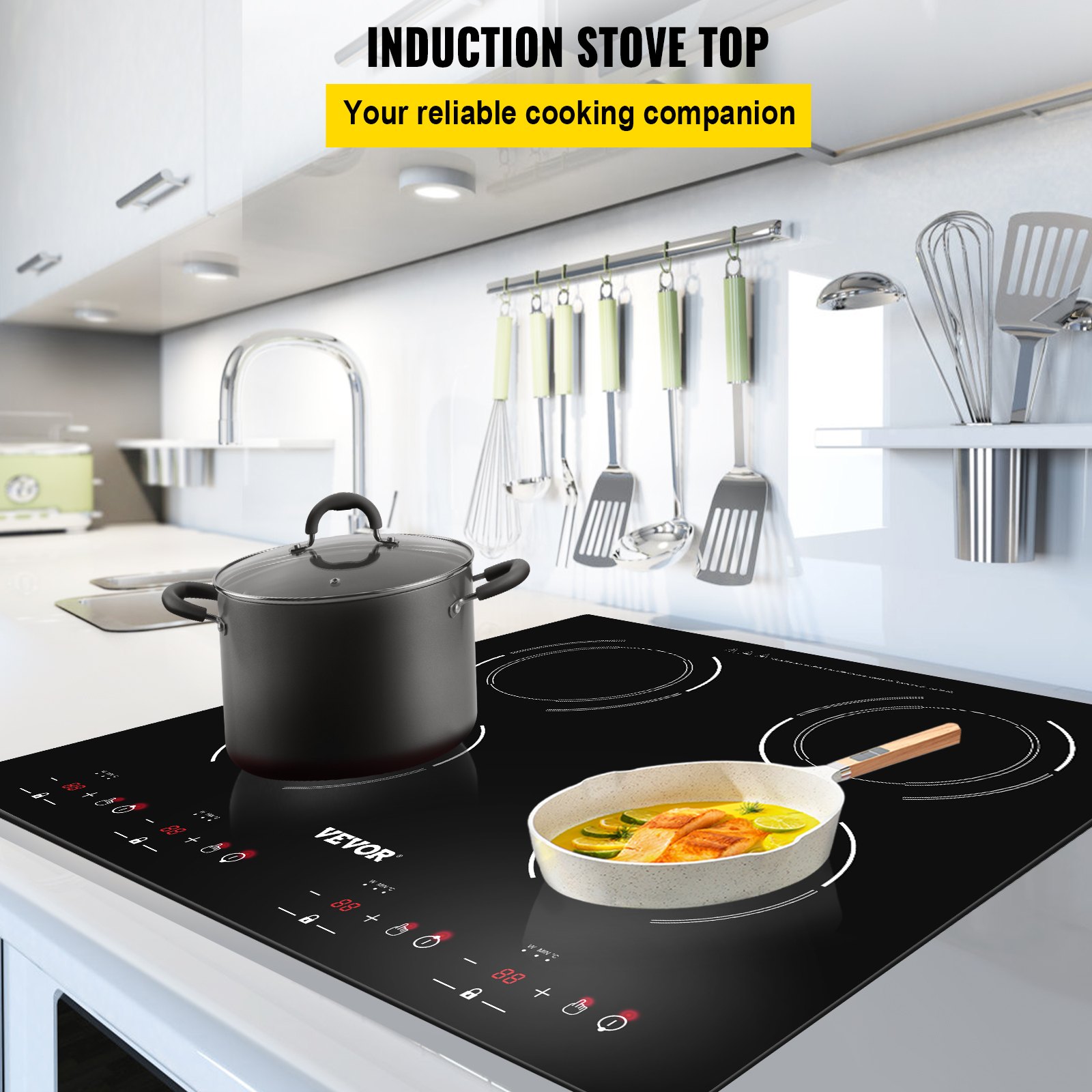 VEVOR Electric Induction Cooktop Built-in Stove Top 23in 4 Burners 220V