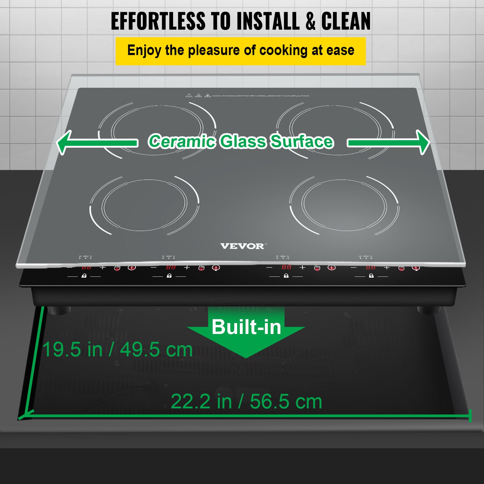 VEVOR Electric Induction Cooktop Built-in Stove Top 23in 4 Burners 220V