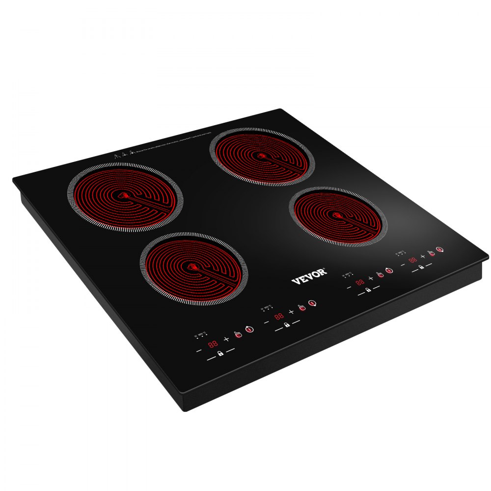 VEVOR Built-in Electric Cooktop Radiant Ceramic Cooktop 23in 4 Burners 220V