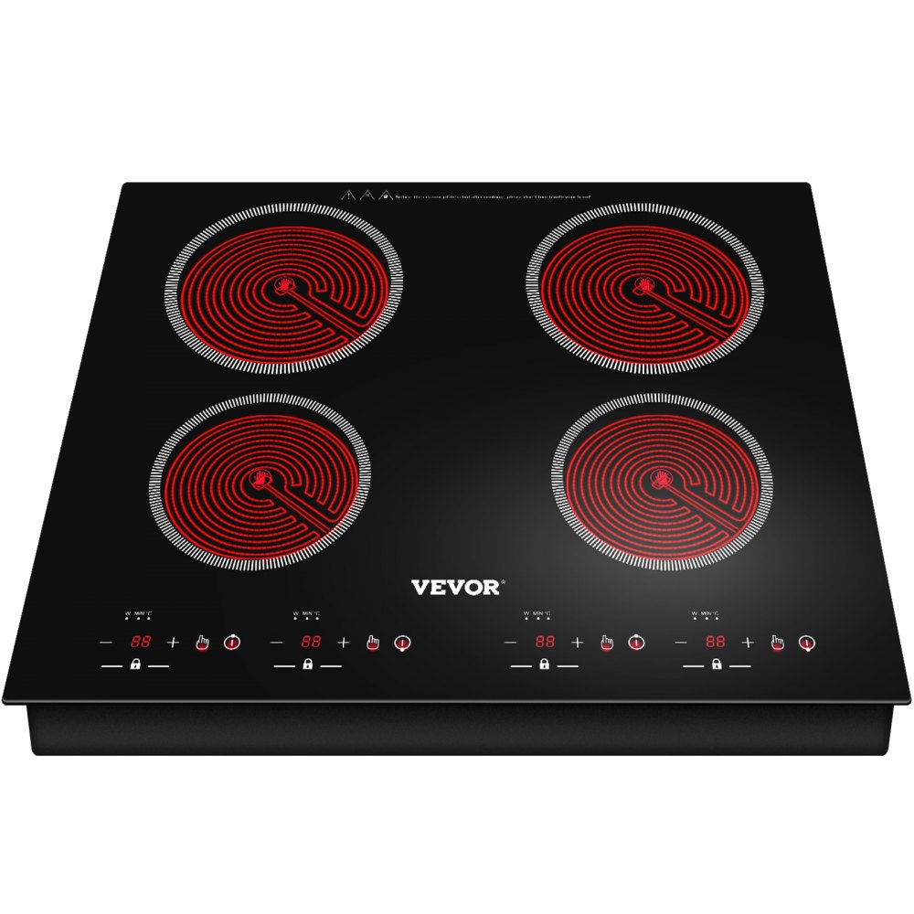 VEVOR Built-in Electric Cooktop Radiant Ceramic Cooktop 23in 4 Burners 220V