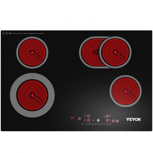 VEVOR Built-in Electric Cooktop Radiant Ceramic Cooktop 30in 4 Burners 220V