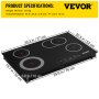 VEVOR Built-in Electric Cooktop Radiant Ceramic Cooktop 30in 4 Burners 220V