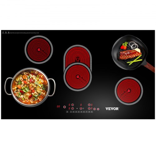 VEVOR Built-in Electric Cooktop Radiant Ceramic Cooktop 35in 5 Burners 220V