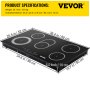 VEVOR Built-in Electric Cooktop Radiant Ceramic Cooktop 35in 5 Burners 220V