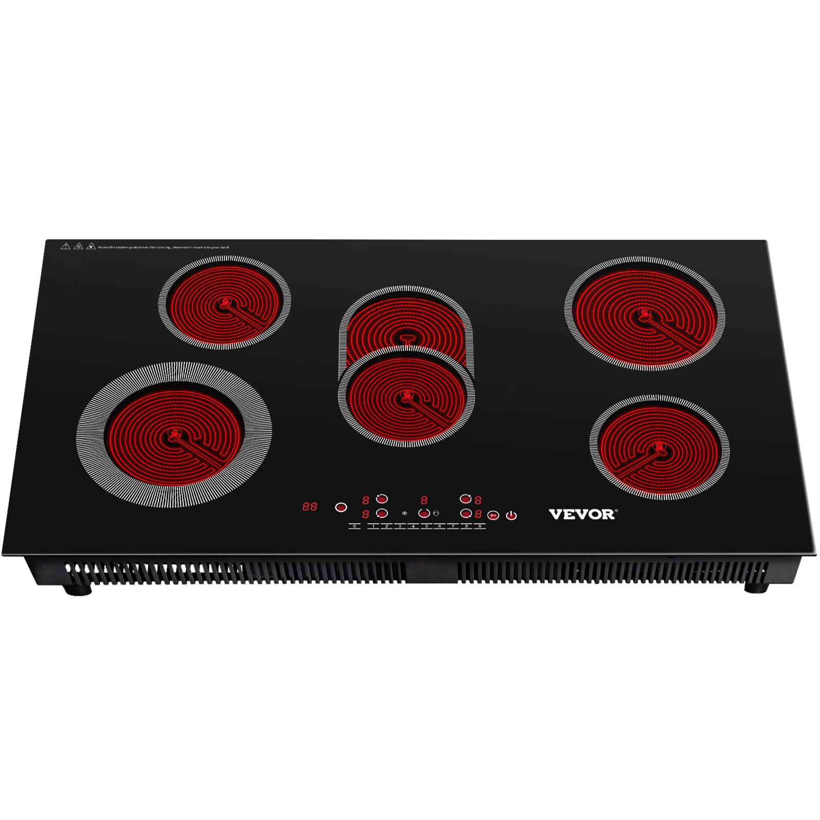 VEVOR Built-in Electric Cooktop Radiant Ceramic Cooktop 35in 5 Burners 220V