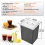 VEVOR Drop in Ice Chest, 14"L x 12"W x 18"H Stainless Steel Ice Cooler, Commercial Ice Bin with Cover, 40 qt Outdoor Kitchen Ice Bar, Drain-pipe and Drain Plug Included, for Cold Wine Beer