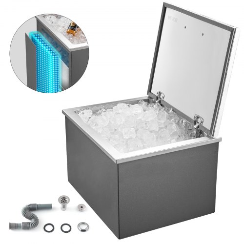 113.7 Qt Drop in Ice Chest Ice Cooler Ice Bin Stainless Steel 28"x20"x17"