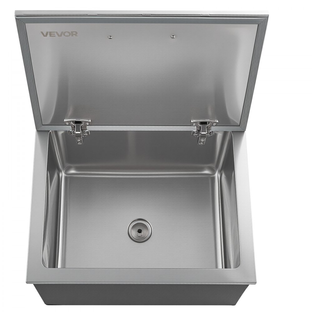 VEVOR Drop in Ice Chest, 28"L x 20"W x 17"H Stainless Steel Drop in Cooler, 113.7 Quart Commercial Ice Bin with Flip Lid for Outdoor Kitchen Patio Bar, Drain-pipe Set Included, for Cold Wine Beer