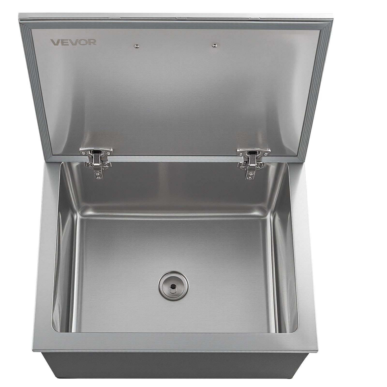 VEVOR Drop in Ice Chest, 28"L x 20"W x 17"H Stainless Steel Drop in Cooler, 113.7 Quart Commercial Ice Bin with Flip Lid for Outdoor Kitchen Patio Bar, Drain-pipe Set Included, for Cold Wine Beer