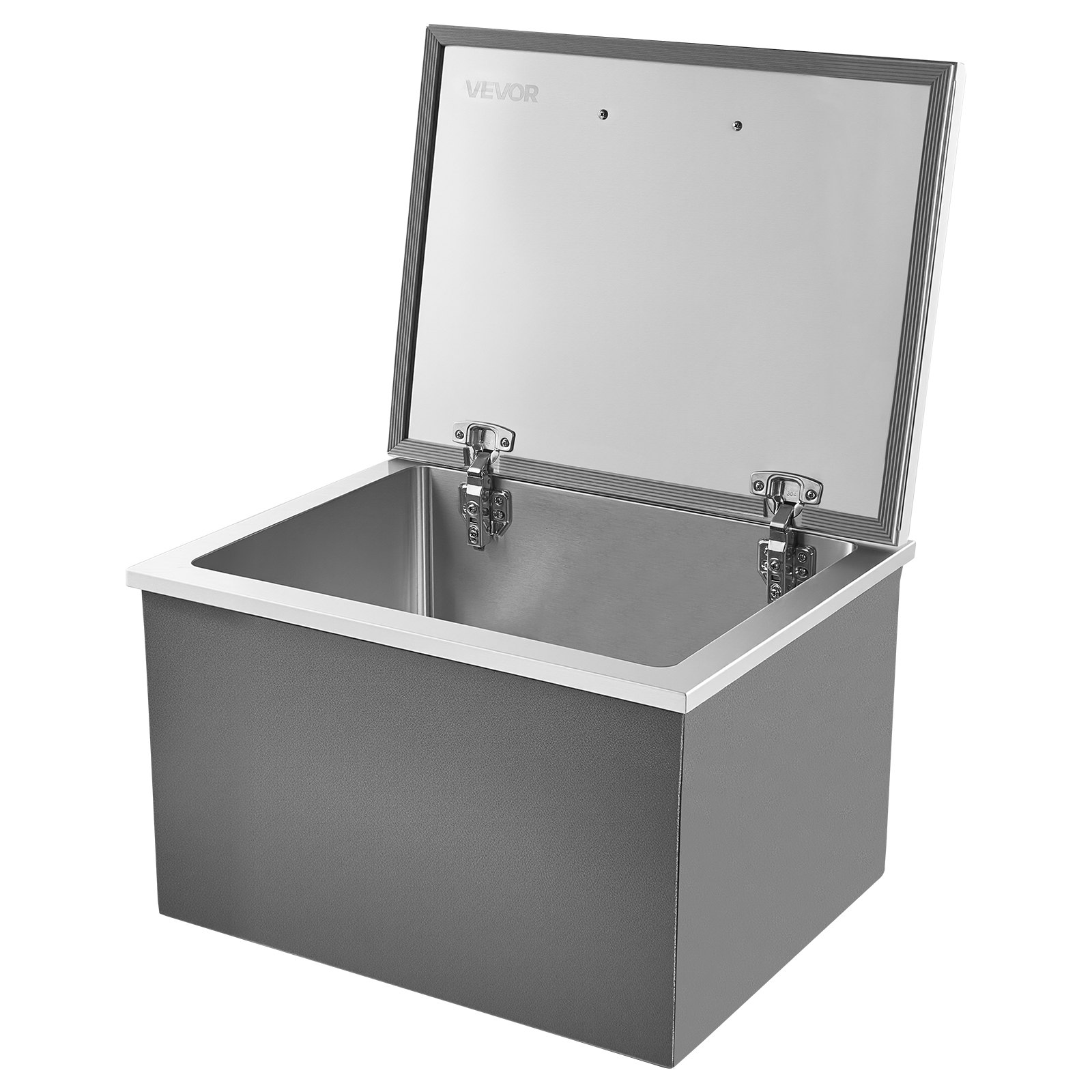 VEVOR Drop in Ice Chest, 28"L x 20"W x 17"H Stainless Steel Drop in Cooler, 113.7 Quart Commercial Ice Bin with Flip Lid for Outdoor Kitchen Patio Bar, Drain-pipe Set Included, for Cold Wine Beer