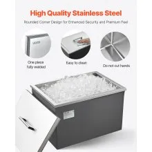 31.7 Qt Drop in Ice Chest Ice Cooler Ice Bin Stainless Steel 20"x14"x12"