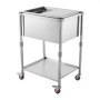 VEVOR Rolling Ice Chest Cooler Cart Stainless Steel Cooling Bin 42.4 L, Outdoor Stand Up Cooler Trolley with Wheels, Sliding Lid, Shelf, for Patio Backyard Party Bar Cold Drinks, 660 x 505 x 985 mm