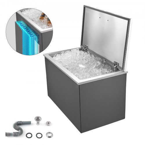 87.6 Qt Drop in Ice Chest Ice Cooler Ice Bin Stainless Steel 28"x16"x17"