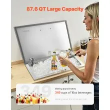 87.6 Qt Drop in Ice Chest Ice Cooler Ice Bin Stainless Steel 28"x16"x17"
