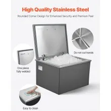 44.7 Qt Drop in Ice Chest Ice Cooler Ice Bin Stainless Steel 20"x16"x13"