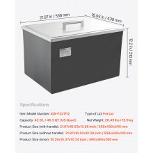 45.3 Qt Drop in Ice Chest Ice Cooler Ice Bin Stainless Steel 22"x17"x12"