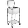 VEVOR Rolling Ice Chest Cooler Cart Stainless Steel Cooling Bin 54.6 L, Outdoor Stand Up Cooler Trolley with Wheels, Flip Lid, and Shelf, for Patio Backyard Party Bar Cold Drinks, 558 x 455 x 1003 mm