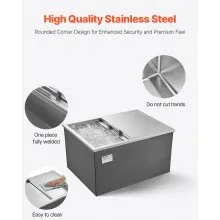 57.8 Qt Drop in Ice Chest Ice Cooler Ice Bin Stainless Steel 24"x18"x13"