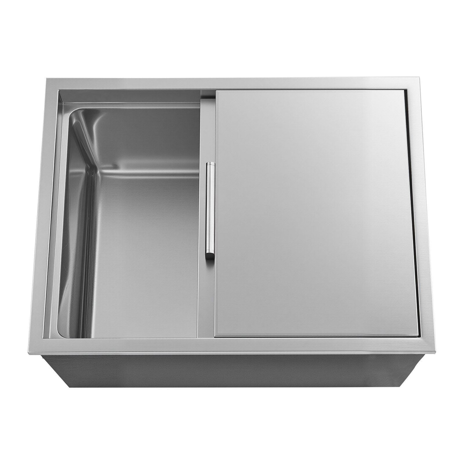 VEVOR Drop in Ice Chest, 24"L x 18"W x 13"H Stainless Steel Drop in Cooler, 57.8 Quart Commercial Ice Bin with Sliding Lid for Outdoor Kitchen Patio Bar, Drain-pipe Set Included, for Cold Wine Beer
