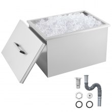 VEVOR 32 Quart Drop in Ice Chest Ice Cooler Ice Bin Stainless Steel 20"x14"x13"