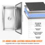 VEVOR 24"x20"x15" Drop in Ice Chest Ice Cooler Ice Bin Stainless Steel w/Cover