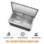 VEVOR Drop in Ice Chest, 24"L x 20"W x 15"H Stainless Steel Ice Cooler, Commercial Ice Bin with Hinged Cover, 40 qt Outdoor Kitchen Ice Bar, Drain-pipe and Drain Plug Included, for Cold Wine Beer
