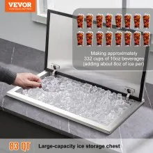VEVOR 24"x20"x15" Drop in Ice Chest Ice Cooler Ice Bin Stainless Steel w/Cover