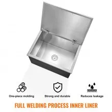 VEVOR 28"x20"x17" Drop in Ice Chest Ice Cooler Ice Bin Stainless Steel w/Cover