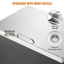 VEVOR 28"x20"x17" Drop in Ice Chest Ice Cooler Ice Bin Stainless Steel w/Cover