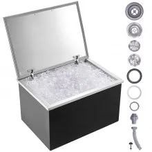 VEVOR 28"x20"x17" Drop in Ice Chest Ice Cooler Ice Bin Stainless Steel w/Cover